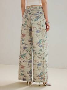 MOTF PREMIUM QUẦN JEANS CHÂN RỘNG IN HOA - Nhiều màu - Xem 5