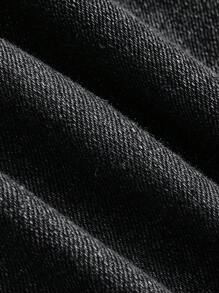 SHEIN MOD Sleeveless Knee-Length Black Denim Dress With Split Detail And Figure-Flattering Fit - Black - View 3