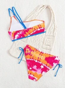 SHEIN Swim Bikini de dos piezas con estampado de estrellas para mujer, ideal para el verano y la playa - Multicolor - Ver 2