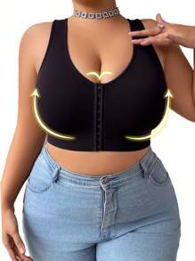 SHEIN 1pc Plus Size Women Seamless Comfortable Front Hook Short Camisole