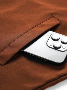 Manfinity Homme Men's Casual Solid Color Hooded Zip-Up Outdoor Windbreaker Jacket, Men Brown Hoodies, Tactical Jacket Men, Tech-Wear Jacket, Fall