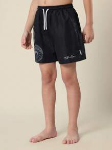 SUMWON Snake Print Swimming Trunks Boys Beach Pool Summer Board Shorts Water Sports Swim Bottoms Holiday Adjustable Waist For Casual And Vacation - Black - View 4