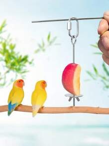 Garfos de aço inoxidável para frutas de pássaros - Conjunto de acessórios para gaiola de papagaio para alimentação de frutas e lanches | Suprimentos para pássaros à prova de ferrugem e mordidas, brinquedos para pássaros de uso imediato - Prata - Ver 6