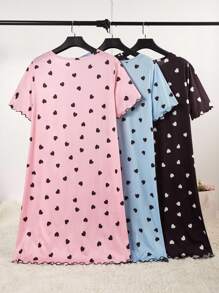 SHEIN Ensemble robe en tricot confortable à motif cœur grande taille - Multicolore - Voir 2