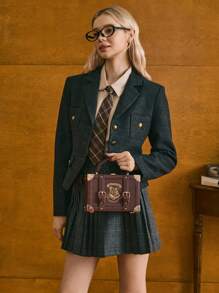 HARRY POTTER X SHEIN Letter & Badge Graphic Top Handle Bag - Coffee - View 12