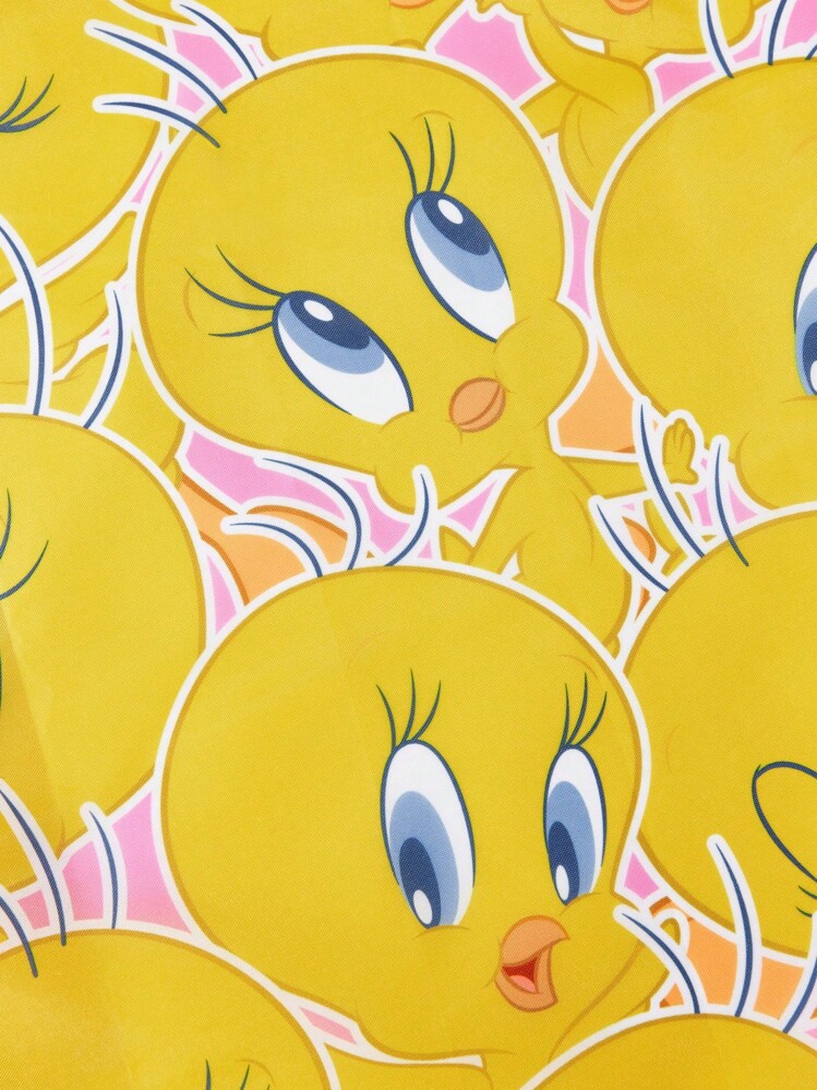 LOONEY TUNES X SHEIN 1 件卡通图案印花涤纶可折叠购物袋、沙滩包、手提袋，带可拆卸链条袋、时尚、崔弟 - 黃色 - 查看 7