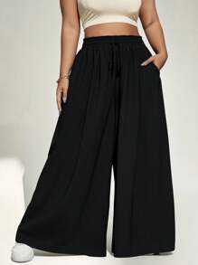 Auralis Quần Resory ống loe cho nữ cỡ lớn màu đen, hoàn hảo cho mùa hè - màu đen - Xem 5