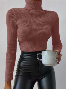 EURMUSE 2pcs/Pack Women's High Neck Long Sleeve Fitted Versatile Style Sweaters - Multicolor - View 3