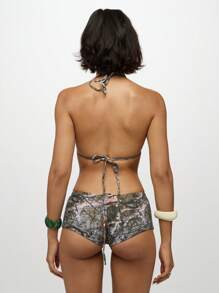 SUMWON WOMEN Realtree Camo Print Bikini Halter Triangle Top Lace Up Boy Shorts Swimsuit Vacation Beach Pool Summer Festival Swimwear - Multicolor - View 2