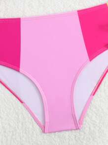 Tween Girls Colorful Printed Splicing Long Sleeve Swimsuit Set, Sun Protection Beach Swimwear - Multicolor - View 5