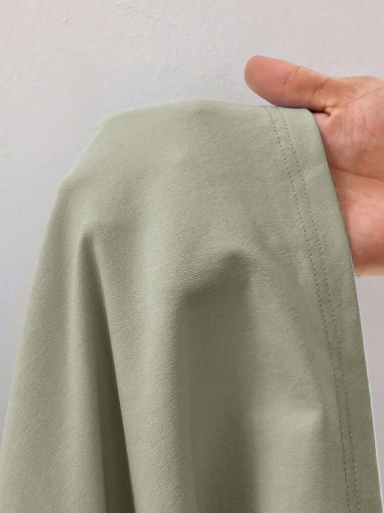 Solflare 大码蓝色雏菊刺绣短袖休闲T恤，春夏装 - 橄欖綠 - 查看 5