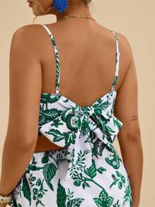 SHEIN VCAY Green Boho Two-Piece Set With Crop Camisole And Maxi Wrap Skirt