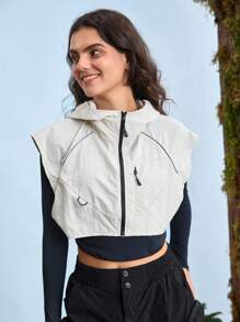 In My Nature Veste sans manches à capuche zippée décontractée et polyvalente pour femmes
