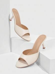 CUCCOO BIZCHIC Women Solid Color Open Toe High Heel Sandals, Graduation Heel, Prom Heels For Summer Elegant Basics Business Casual Business Chic Spring Shoes Spring Break Easter For Christmas Spring Shoes Summer Shoes - Apricot - View 3