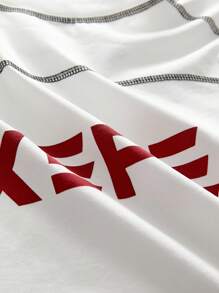 AXEPEAK Camiseta casual de manga corta con cuello redondo y estampado de letras para hombre de verano - Blanco - Ver 5