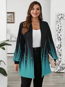 EMERY ROSE Abrigo de talla grande con estampado de bloques de color para uso casual, viajes, otoño, invierno, conciertos de campo, otoño y invierno - Multicolor - Ver 5