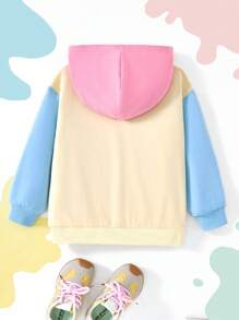 CoComelon X SHEIN Young Girl Cartoon Cute Sweet Sports Casual Style Apricot Adorable JJ, Cece And Flower Print Sweatshirt, Suitable For Autumn & Winter Fall - Apricot - View 2