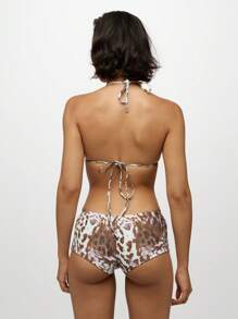 SUMWON WOMEN Triangle Halter Bikini Swimsuit Stylish High Fashion Animal Print Pattern Resort Wear Beach Vacation Pool Side Bathing Suit