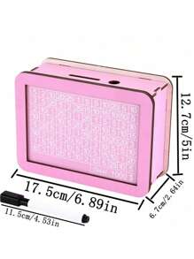 1个美元欧元标志存钱罐DIY粉色和蓝色木制存钱罐，带可擦拭保护膜，可重复使用和书写。适用于硬币和纸币、储蓄计划、男孩和女孩的礼物、返校万圣节装饰、学校用品 - 彩色 - 查看 7
