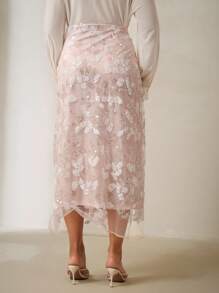 Anewsta 大码女式优雅亮片长款紧身裙，休闲春季、节日、度假、节日装，奶油黄 - 粉色 - 查看 2