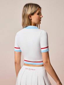 CourtClass Women's Colorblock Striped Print Short Sleeve Tennis Sports Polo Shirt For Summer Women Tennis Apparel - Multicolor - View 2