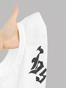 SHEIN 青少年女孩休闲宽松舒适圆领短袖T恤和短裤套装 - 白色 - 查看 2