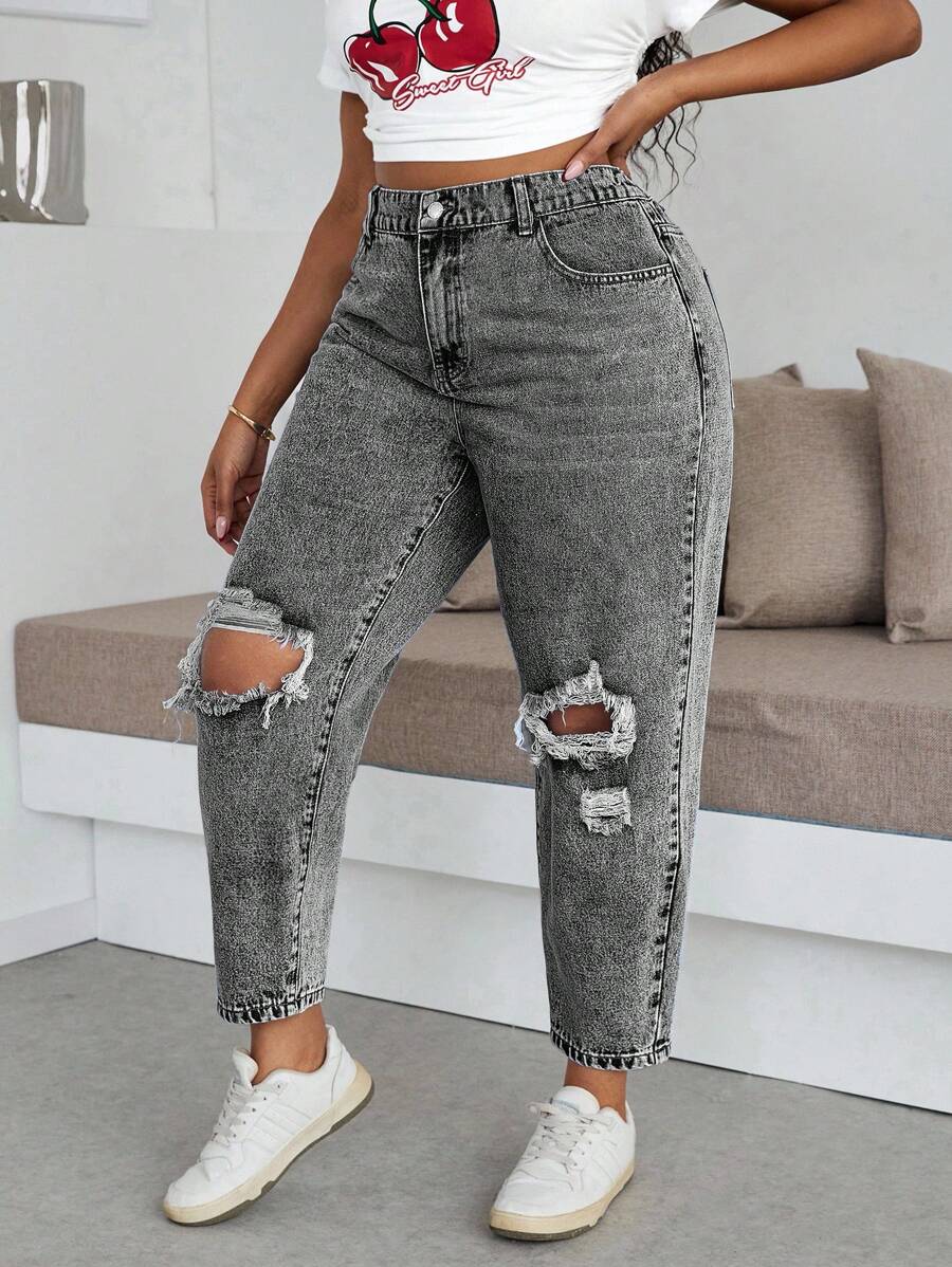 Slaydiva Quần Jeans Co Giãn Rộng Có Túi Cho Nữ Size Lớn
