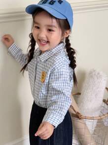 Hapijoa Baby Mädchen Karierter Locker Sitzender Langarm Lässig Bluse, Kleinkind Herbstkleidung