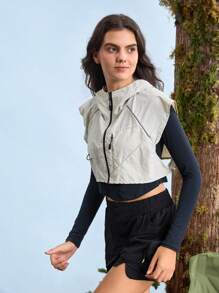 In My Nature Veste sans manches à capuche zippée décontractée et polyvalente pour femmes