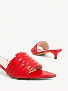 CUCCOO CHICEST Sandalias de tacón de aguja de punta fina para mujer, versátiles - Rojo - Ver 11