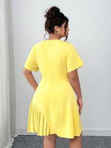 Elenzga 大码女式优雅简约褶皱连衣裙