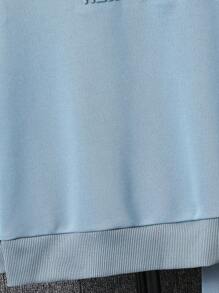 青少年秋冬两件套男童宽松落肩圆领毛衣抽绳腰直筒裤套装返校服男孩,校服,返校服 - 藍色 - 查看 5