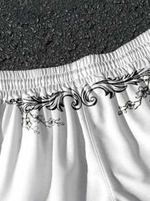 Manfinity EMRG 返校服 男童 男士 男士抽绳腰带天使印花口袋休闲短裤 男士图案短裤 男士动漫短裤 街头潮流 男士短裤 丘比特短裤 天使短裤 - 彩色 - 查看 3