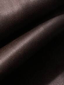 Dazy Plus Spring & Autumn New Vintage Style Short Faux Leather Jacket For Women, Plus Size Regular Fit Bomber Jacket For Valentine's Day,Fall Women Clothes Women Coats - Brown - View 8