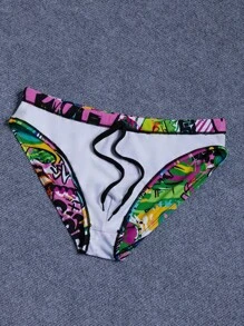 Manfinity KASUA 男士假日海滩涂鸦印花泳裤 - 玫瑰紅 - 查看 6