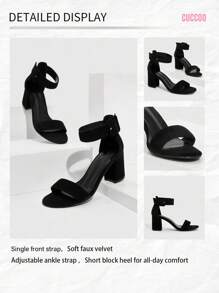 CUCCOO BIZCHIC Giày nữ Giày cao gót đế thô giả da lộn quai mắt cá chân cho mùa hè Giày cao gót tốt nghiệp Giày cao gót dự tiệc Giày đi nghỉ Giảm giá mùa hè Giày trở lại trường Giày sinh viên Giày cơ bản thanh lịch Giày công sở giản dị Giày công sở sang trọng Giáng sinh Mùa thu Năm mới Ngày lễ - màu đen - Xem 7