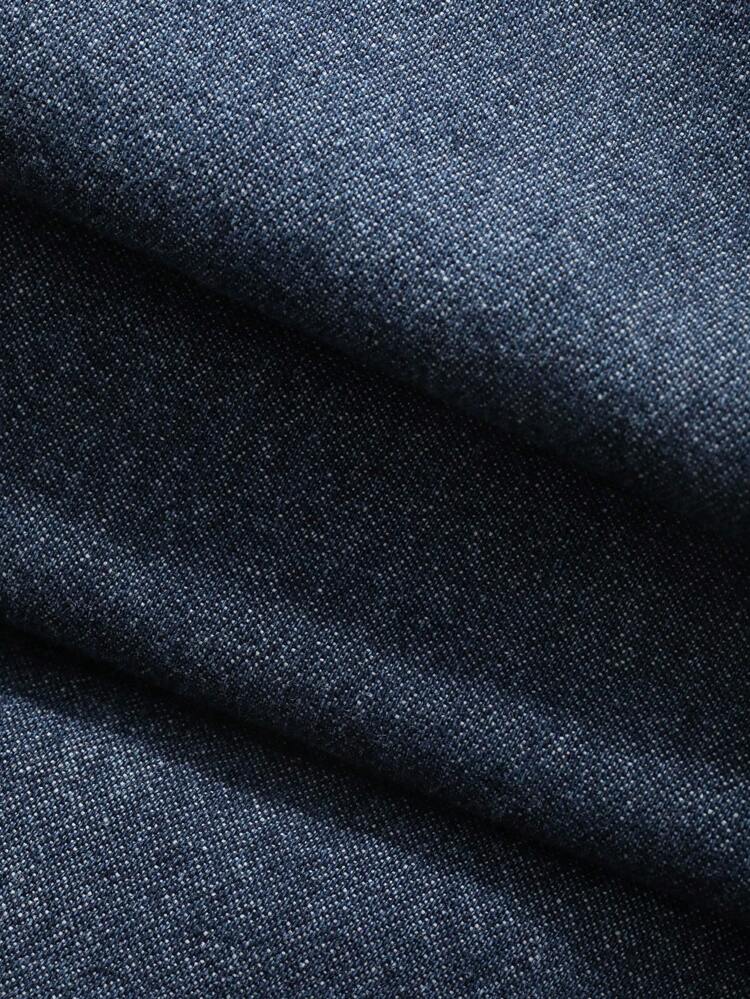 Dark Wash Short Sleeve Fitted Maxi Denim Dress, Summer Denim Clothing