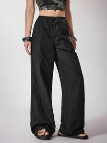 Umamao Estudio Black Lightweight Sporty Star Graphic Streetwear Style Women's Casual Loose Pants Suitable For Fall Winter Music Festival Rave For Women Pants And Top Women's Summer Pants Y2K 2000s Back To School Club Outfits Women Sexy - Black - View 4