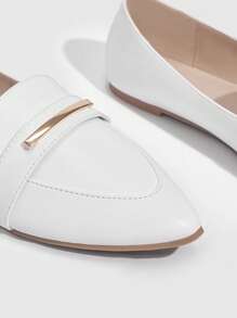 CUCCOO BIZCHIC Women Shoes Fashion Point Toe Lightweight Toe White Loafers For Summer Vacation Shoes Summer Back To School Shoes College Student Shoes Elegant Basics Business Casual Business Chic Spring Shoes Spring Break Easter