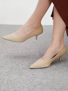 CUCCOO BIZCHIC 女士尖头小猫跟高跟鞋，杏色简约通勤时尚办公室鞋