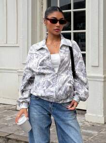 Muchica Casual Camouflage Print Woven Jacket In Fall/Winter - Grey - View 6