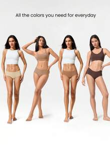 GLOWMODE 4 条装轻薄透气吸汗中腰全覆盖无缝隐形内衣日常健身