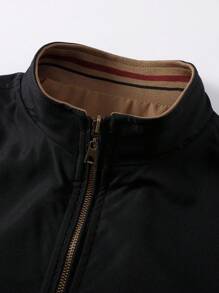 Manfinity Homme Men's Long Sleeve Reversible Zipper Outdoor Windbreaker Jacket , Reversible Jacket, Fall - Black - View 3