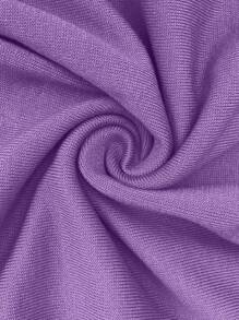 EMERY ROSE Plus Size Casual Solid Color Short Sleeve Sweater Knit Pullover Fall Winter Autumn - Purple - View 4