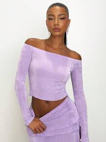 NYA SZN Figurbetonte gerippte Top mit Rüschenbesatz, flieder lila süßer Sommer-Look - Violett - Übersicht 5