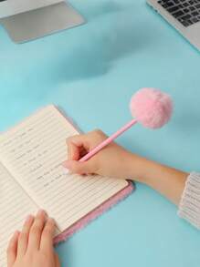 1 件/4 件，塑料毛球笔卡通可爱学生手账笔少女心学校婚礼礼物笔，适合，返校，学校用品，卡哇伊文具，学校颜色，文具，书写笔返校 - 彩色 - 查看 3