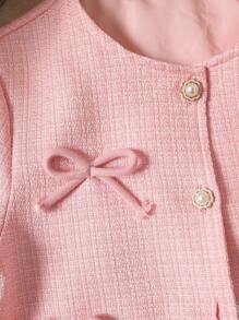 Tween-Mädchen Taillierte Jacke mit Schleifendekor, geeignet für tägliche Zusammenkünfte, Fotoshootings