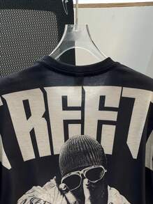 SHEIN 2pcs Tween Boy Loose Fit Portrait Graphic Round Neck T-Shirt And Contrast Trim Cargo Shorts Set, Comfortable Casual Suitable For Summer Vacation, Hanging Out, School, Fashion Street Style , Streetwear, Graphic Tee, Hip Hop Tee