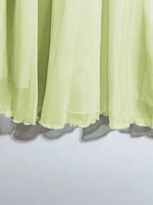 SHEIN Clasi 女士纯色打结腰部荷叶边下摆优雅 A 字裙