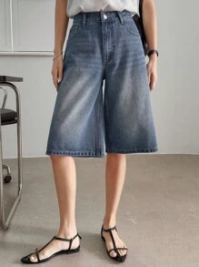 DAZY Women's Loose Straight-Leg Capri Jeans,Back To School Clothes - Medium Wash - View 3